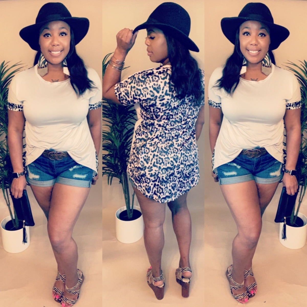 Half the Leopard| Splice Tee (Pastel Pink/Grey)