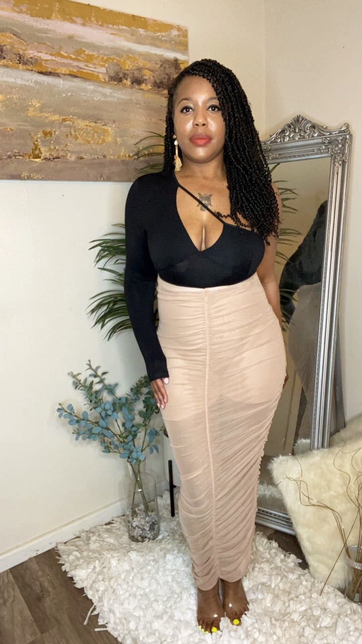 Tiana - Tan Mesh Mermaid Skirt