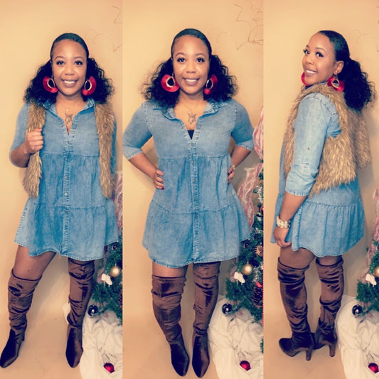 Mid Denim Babyboll Dress